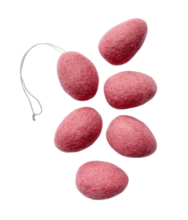 roze vilten wollen eitjes paasei eieren pasen deco decoratie