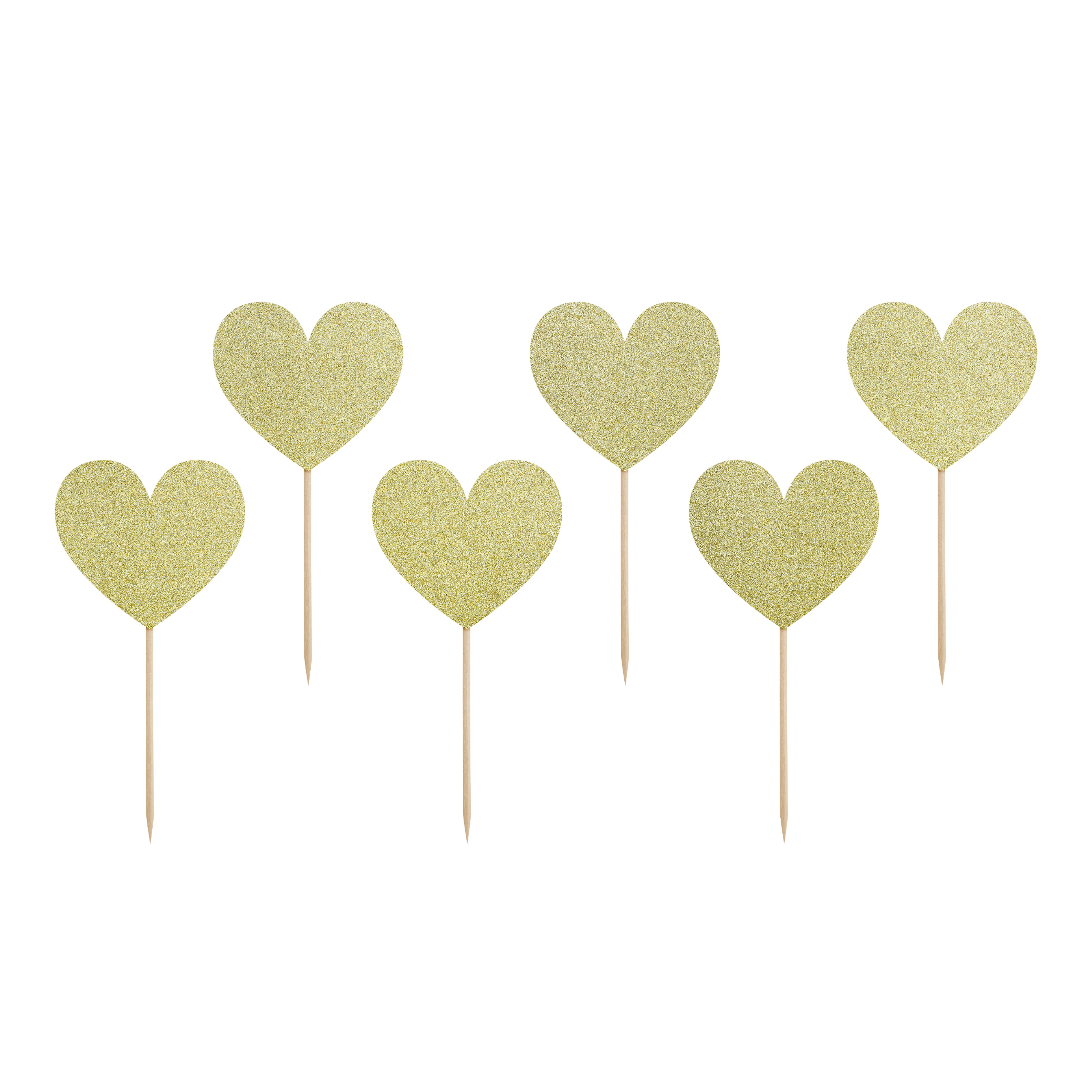 gouden glitter hartjes caketoppers taarttopper liefde valentijn feest deco decoratie verjaardag