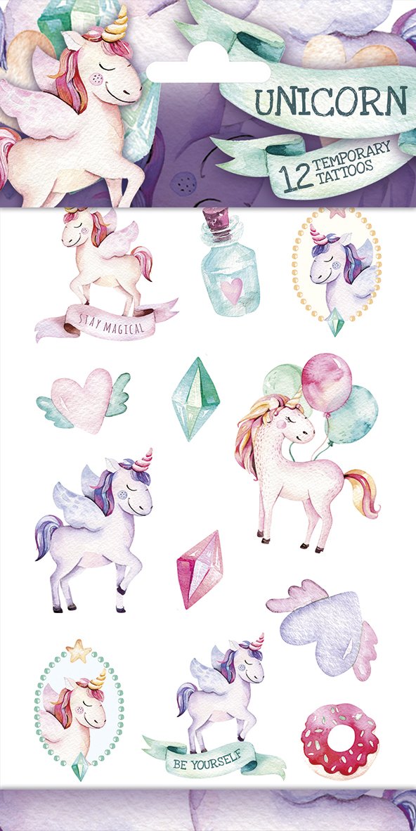 Unicorn eenhoorn tattoos feest decoratie