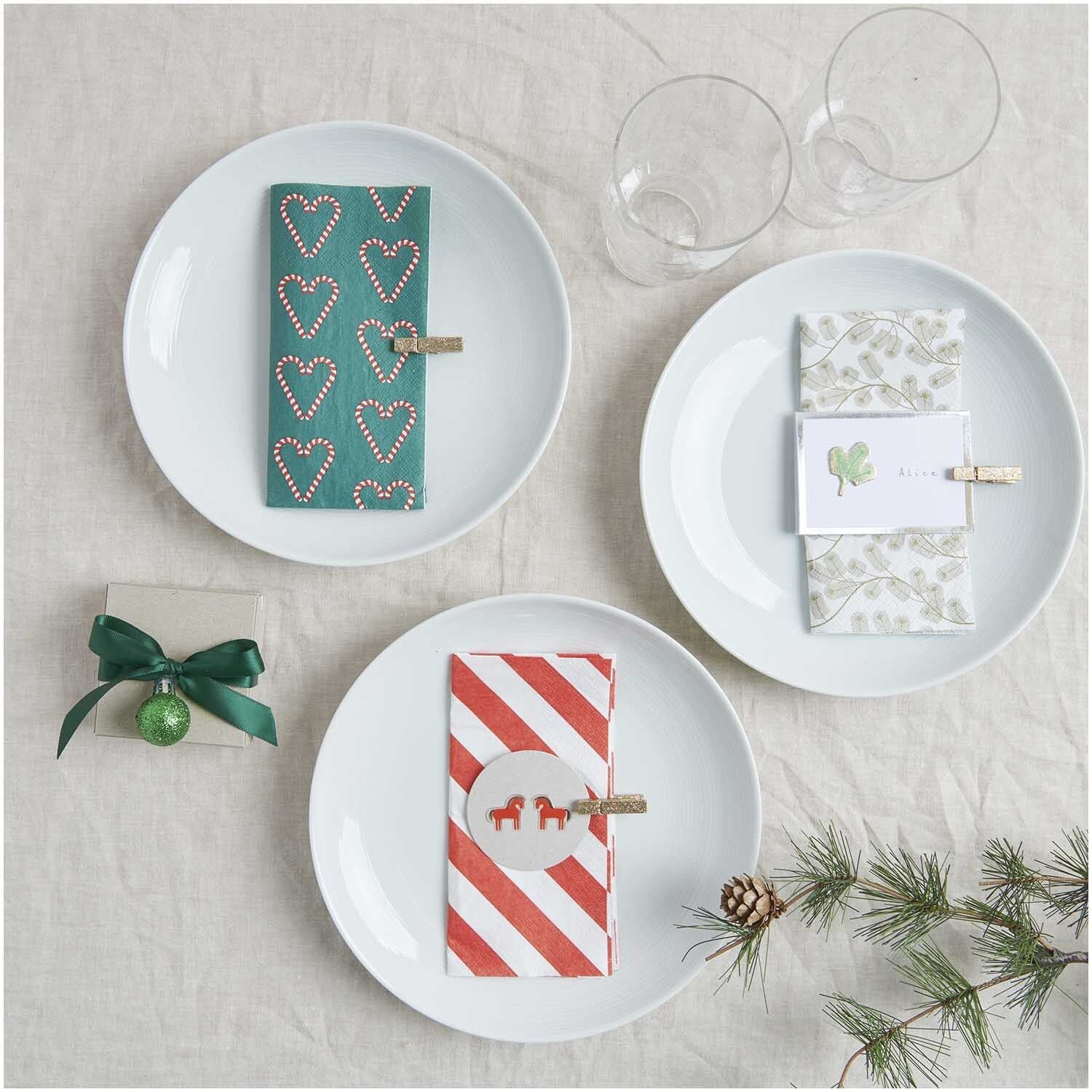 Servetten met Candycane / snoepstokken hartjes - 20 stuks
