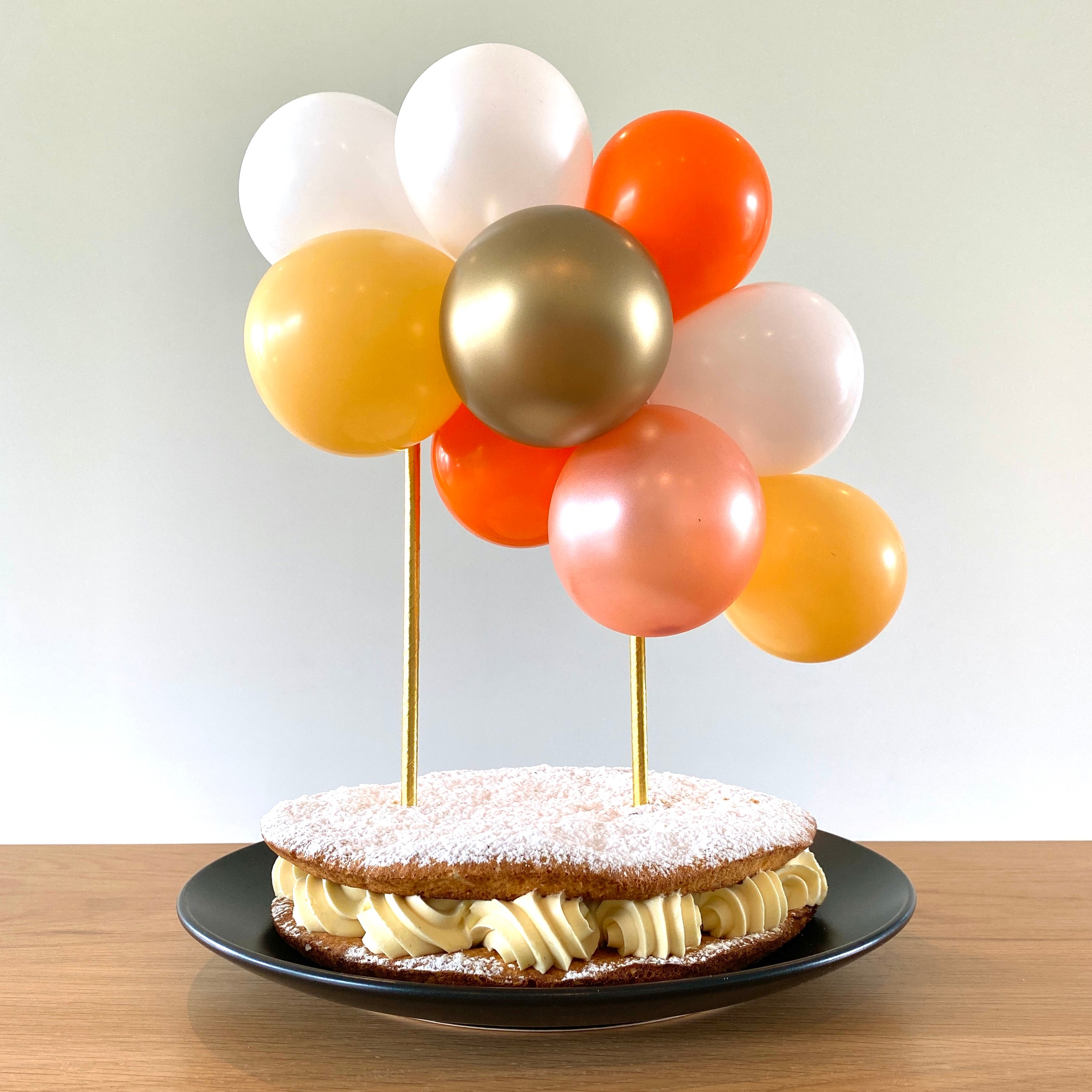 Mini ballonslinger taarttopper feest deco decoratie taart oranje blush goud wit