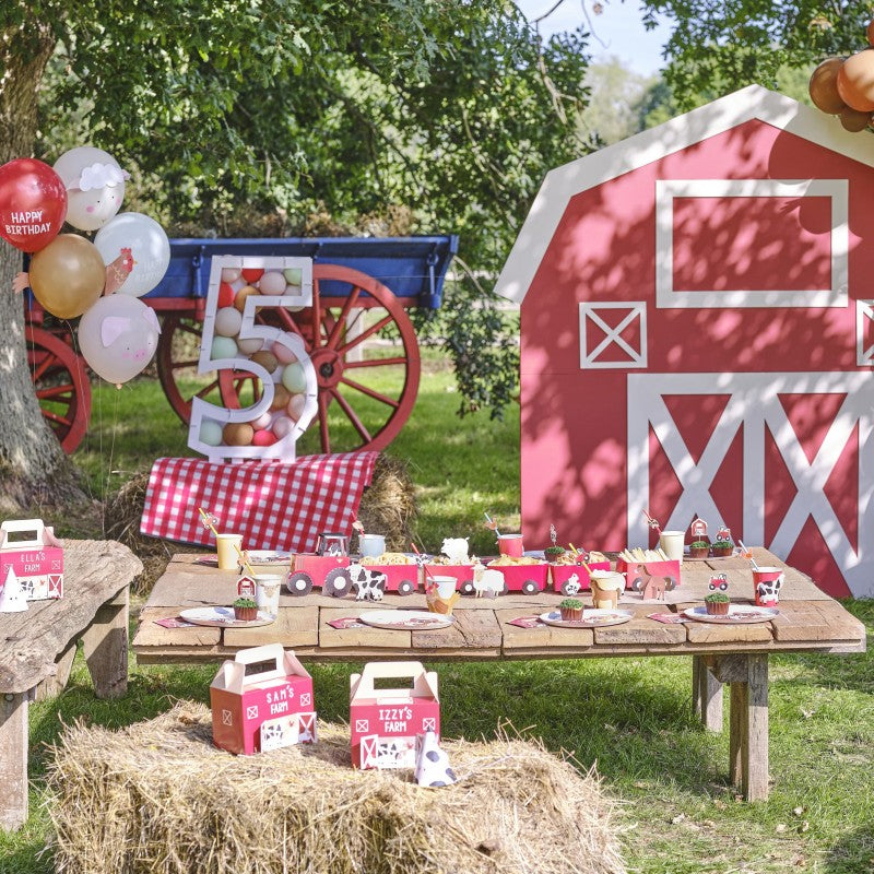 Borden boerderij kip schaap paard varken eend feest verjaardag