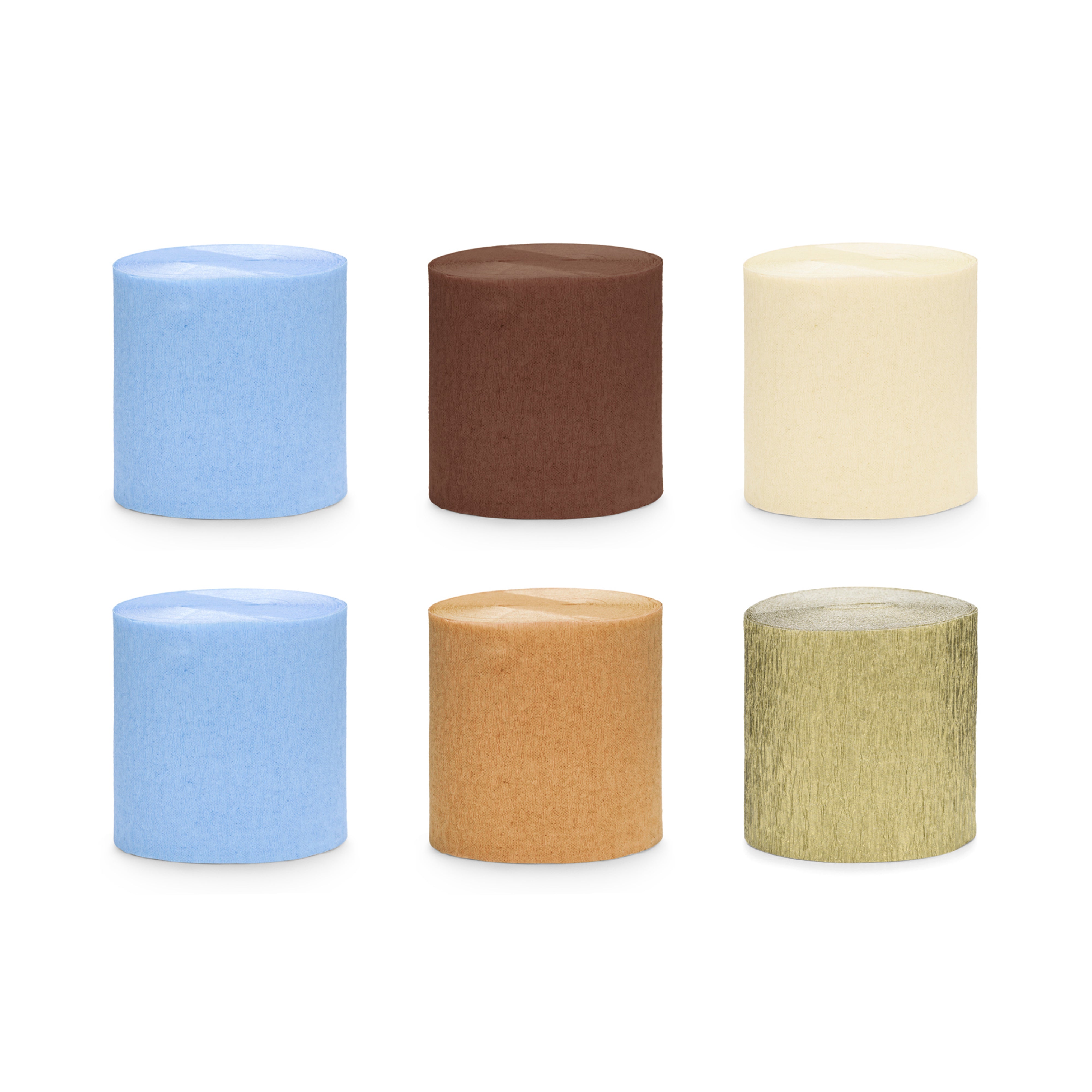 Crepepapieren streamers blauw creme latte bruin goud feest deco decoratie verjaardag