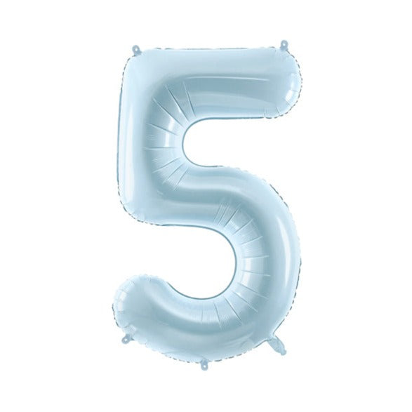 folieballon cijfer nummer feest deco decoratie verjaardag leeftijd zacht blauw