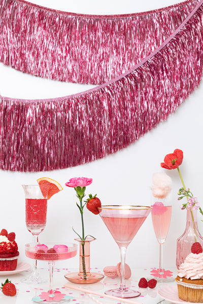 fringe slinger roze feest deco decoratie verjaardag