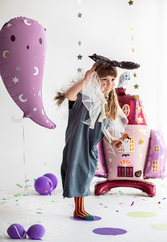 Folieballon spook paars roze halloween deco