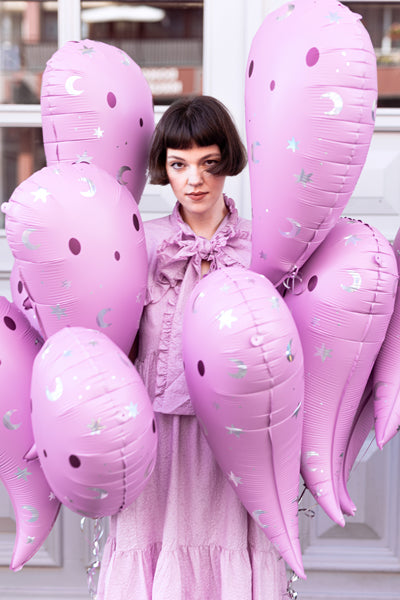 Folieballon spook paars roze halloween deco