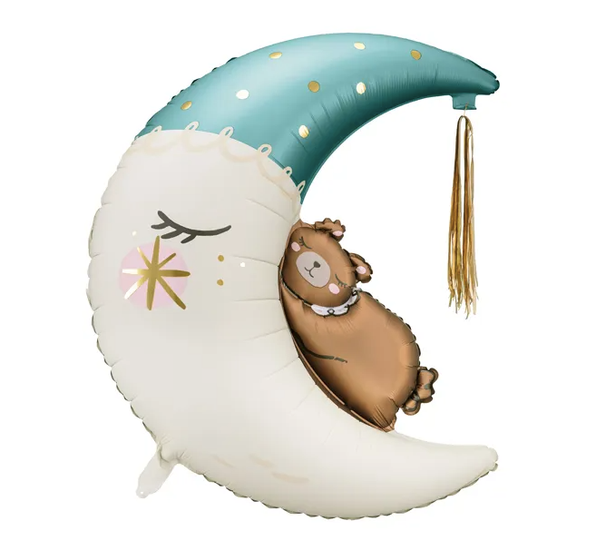 Folieballon beer op maan blauw