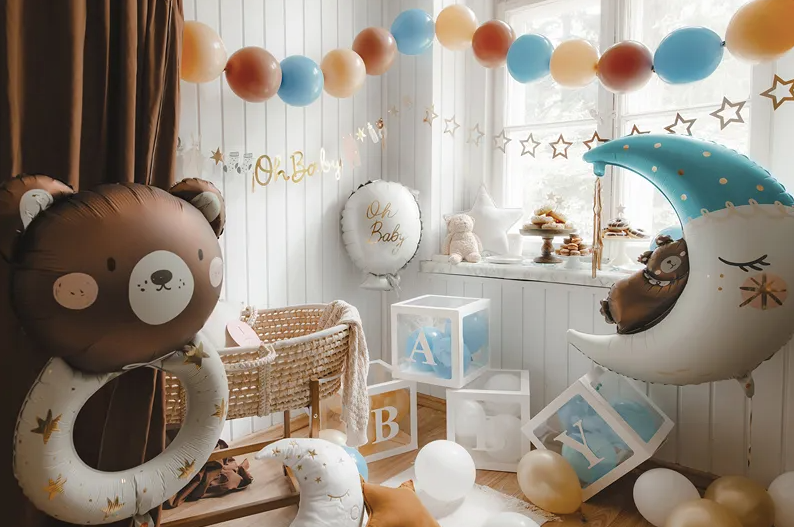 Folieballon beer op maan blauw