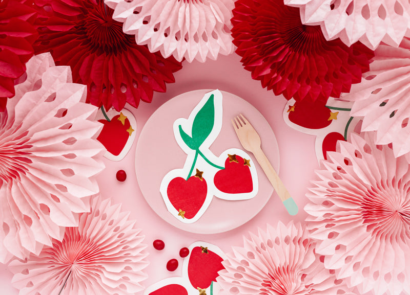 Kersen servetten feest deco decoratie verjaardagpapieren fans roze hangdecoratie feest verjaardag