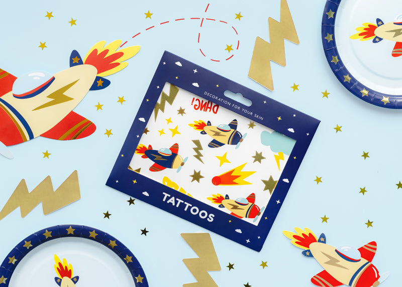 tattoos vliegtuigen lucht wolken sterren feest deco