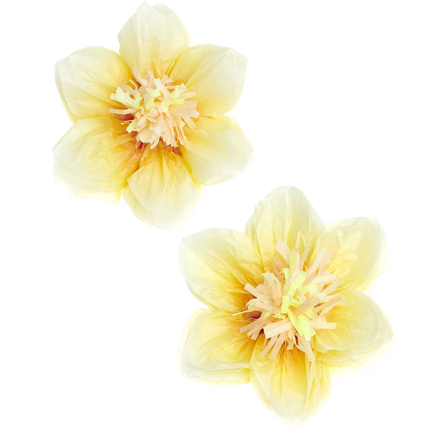 papieren bloemen tissue papier narcissen deco geel fest deco decoratie verjaardag pasen lente lentefeest communie