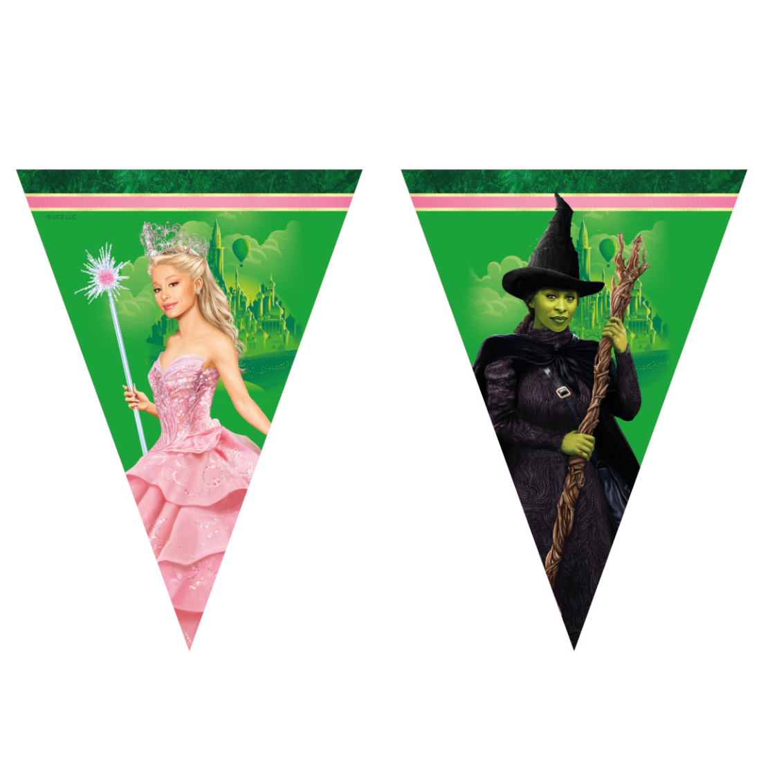 Wicked slinger vlaggen feestversiering deco decoratie verjaardag groen roze zwart bruin