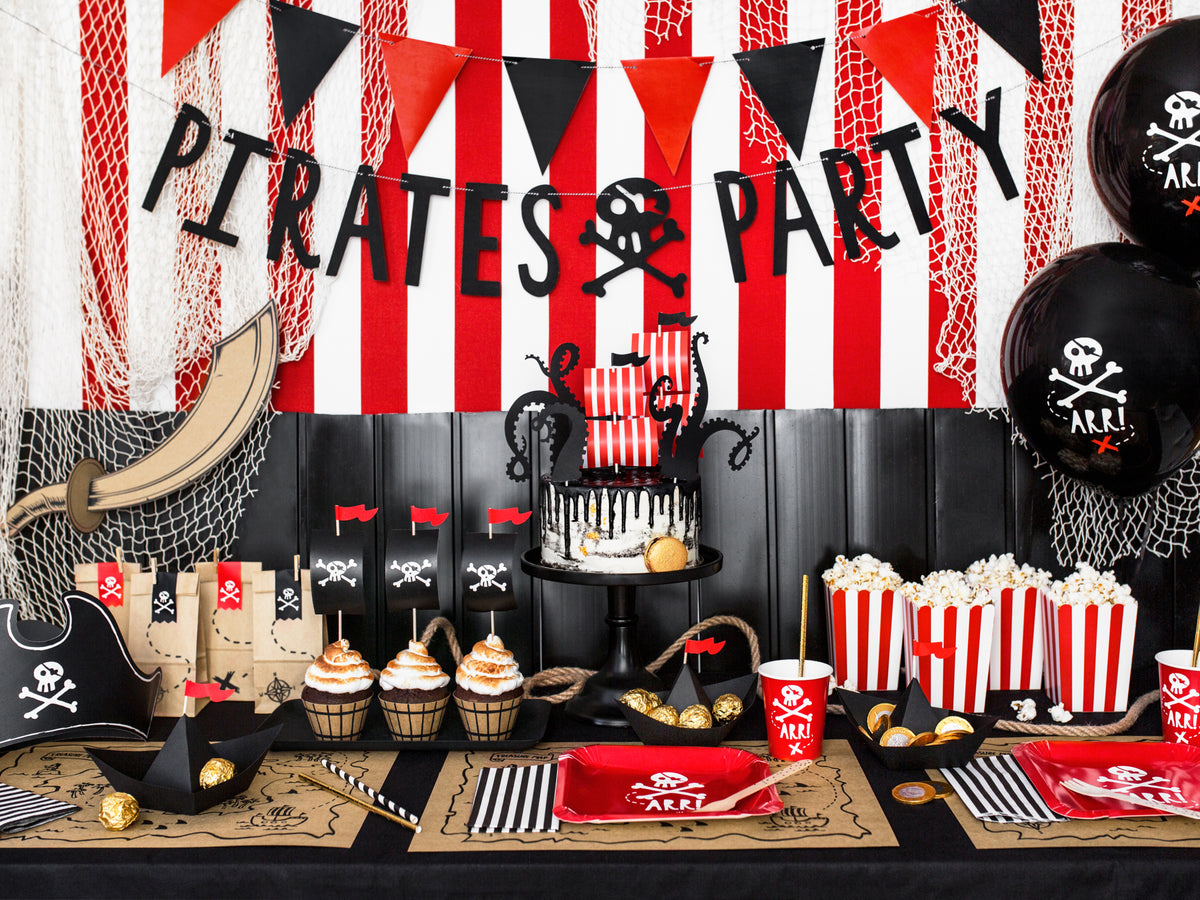 cupcake kit pirate party piraat piraten vlag doodshoofd