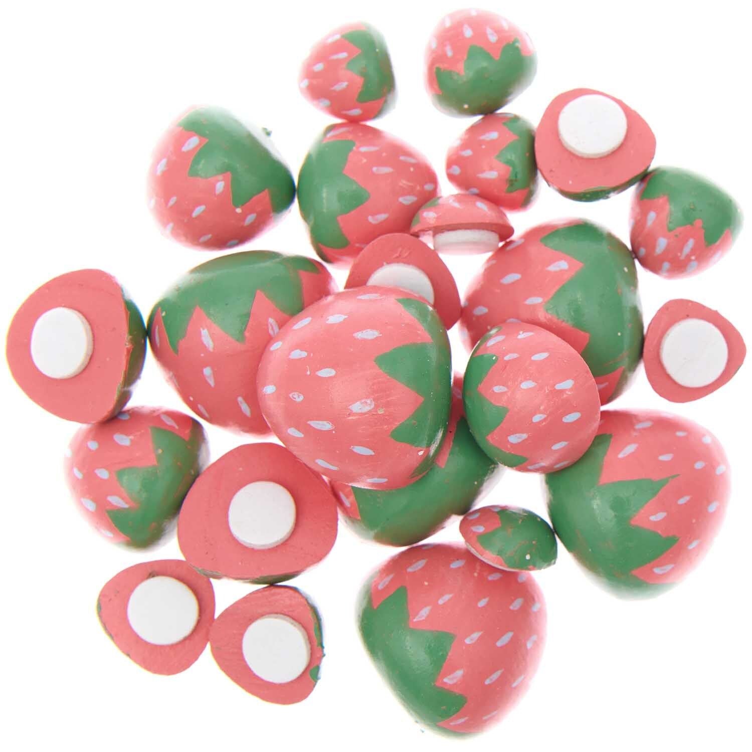 aardbeien stickers 3D rood roze wit groen feest deco decoratie verjaardag