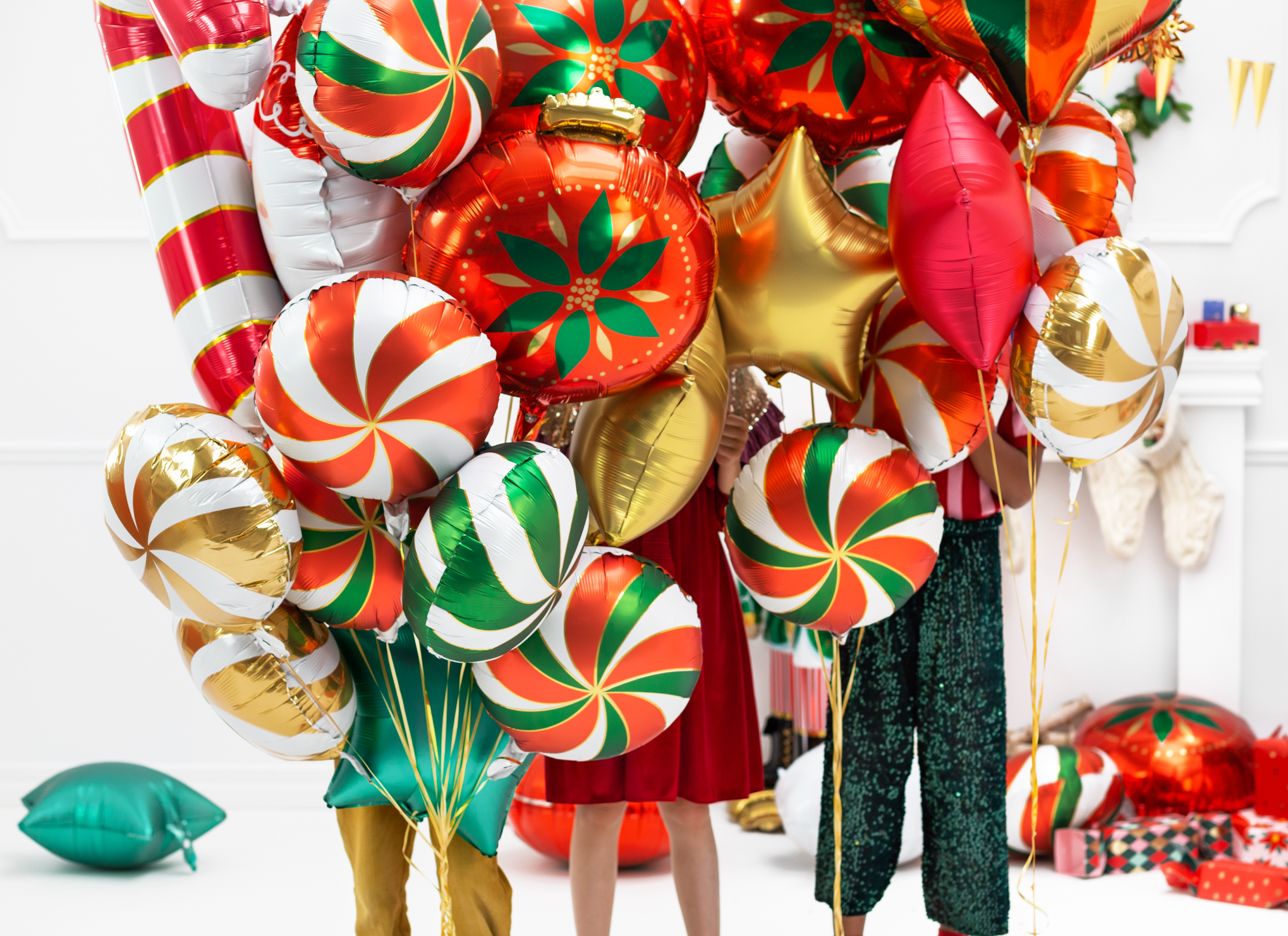 ballon snoep folieballon goud wit kerst kerstmis versiering