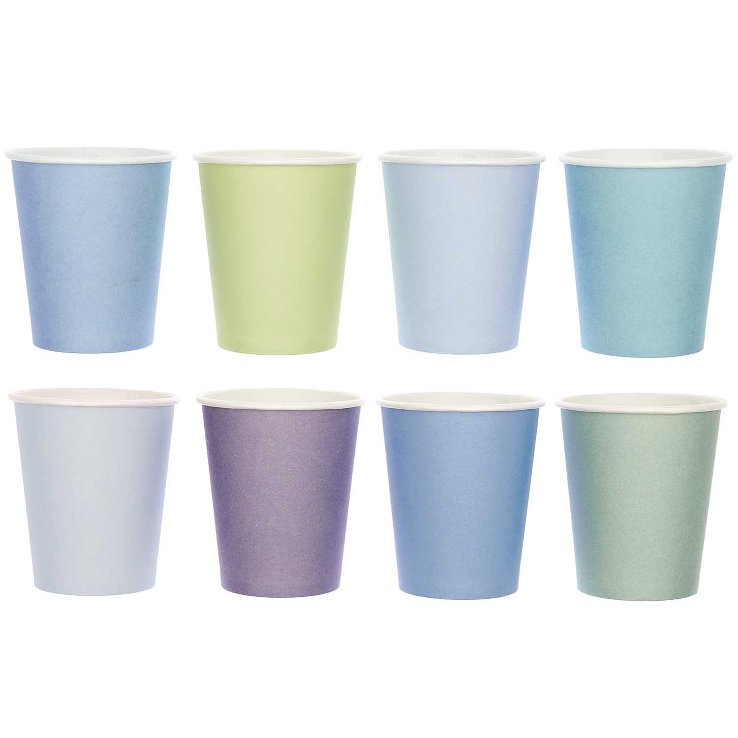 bekers kleuren oceaan blauw paars groen feest deco decoratie verjaardag tafel