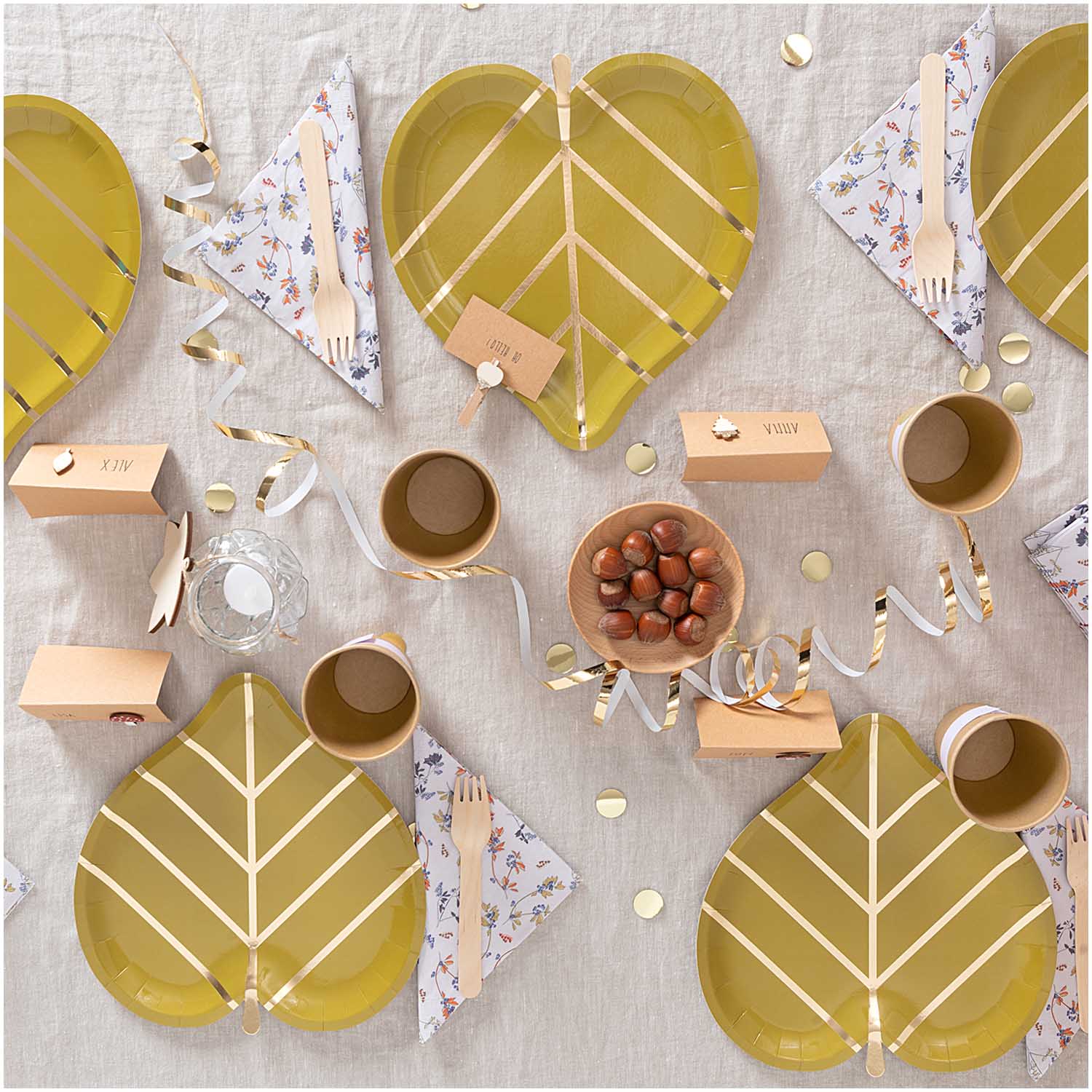 Borden blad herfst bos woodland decoratie feest verjaardag