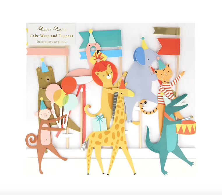 Cake wrap met taart toppers party animals feestelijke dieren verjaardag feest deco decoratie taart cake bakker