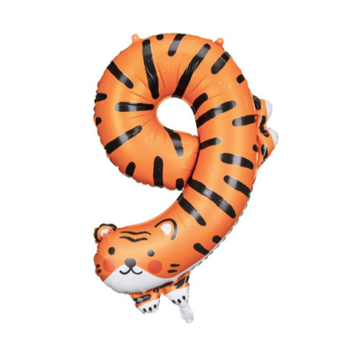 Cijfer ballon 9 jaar tijger jungle safari dieren