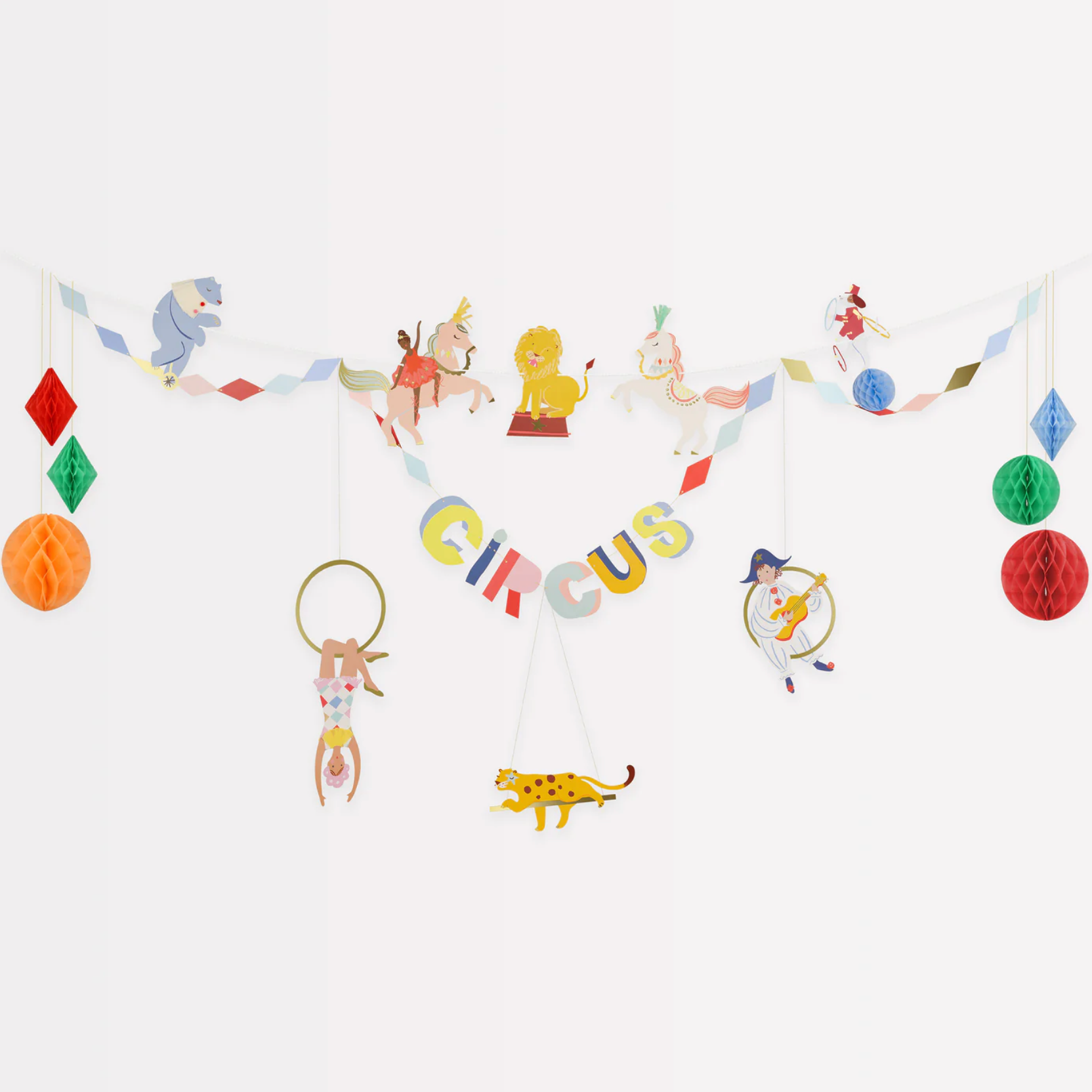circus slinger kleurrijk feest deco verjaardag decoratie kleur dieren acrobaten
