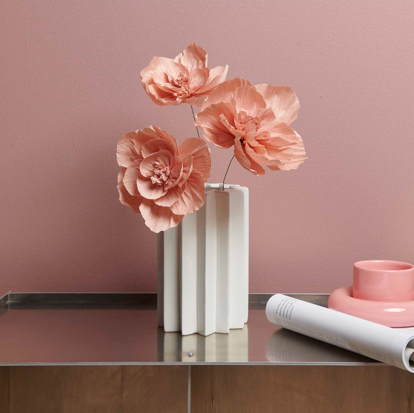 crepe papieren bloemen bloesem oud roze feest deco decoratie kinderkamer