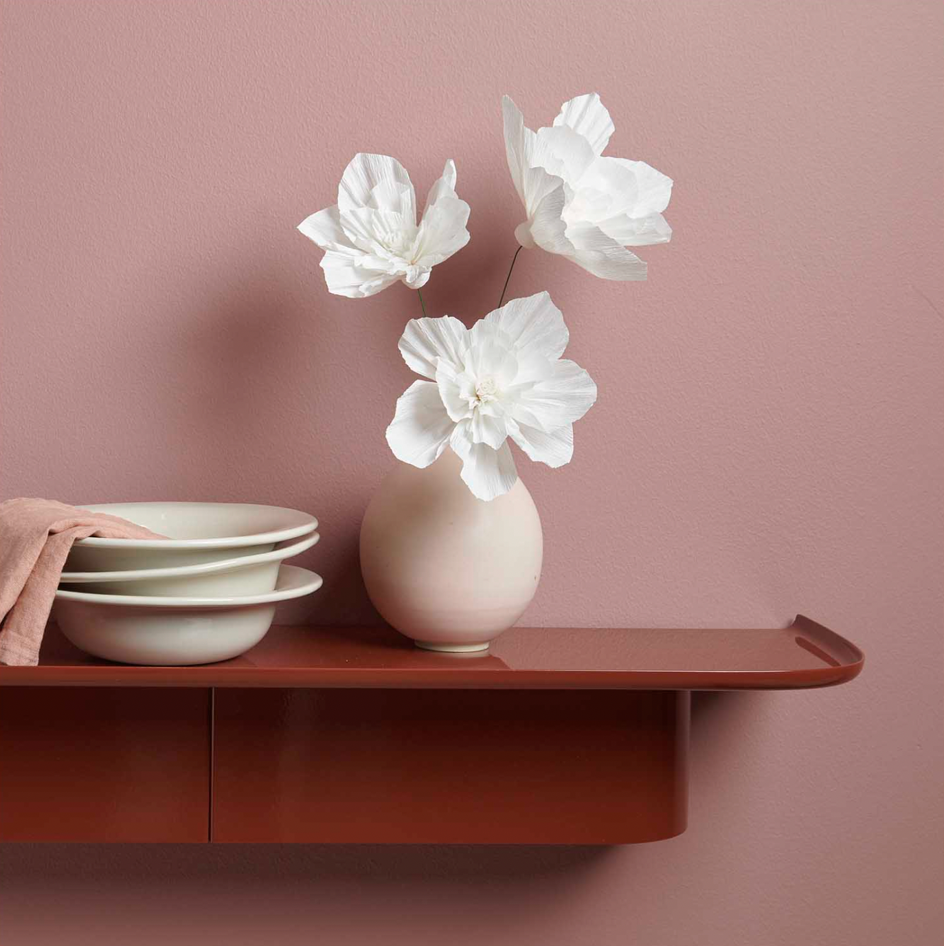 crepe papieren bloemen bloesem zacht perzik feest deco decoratie kinderkamer groot