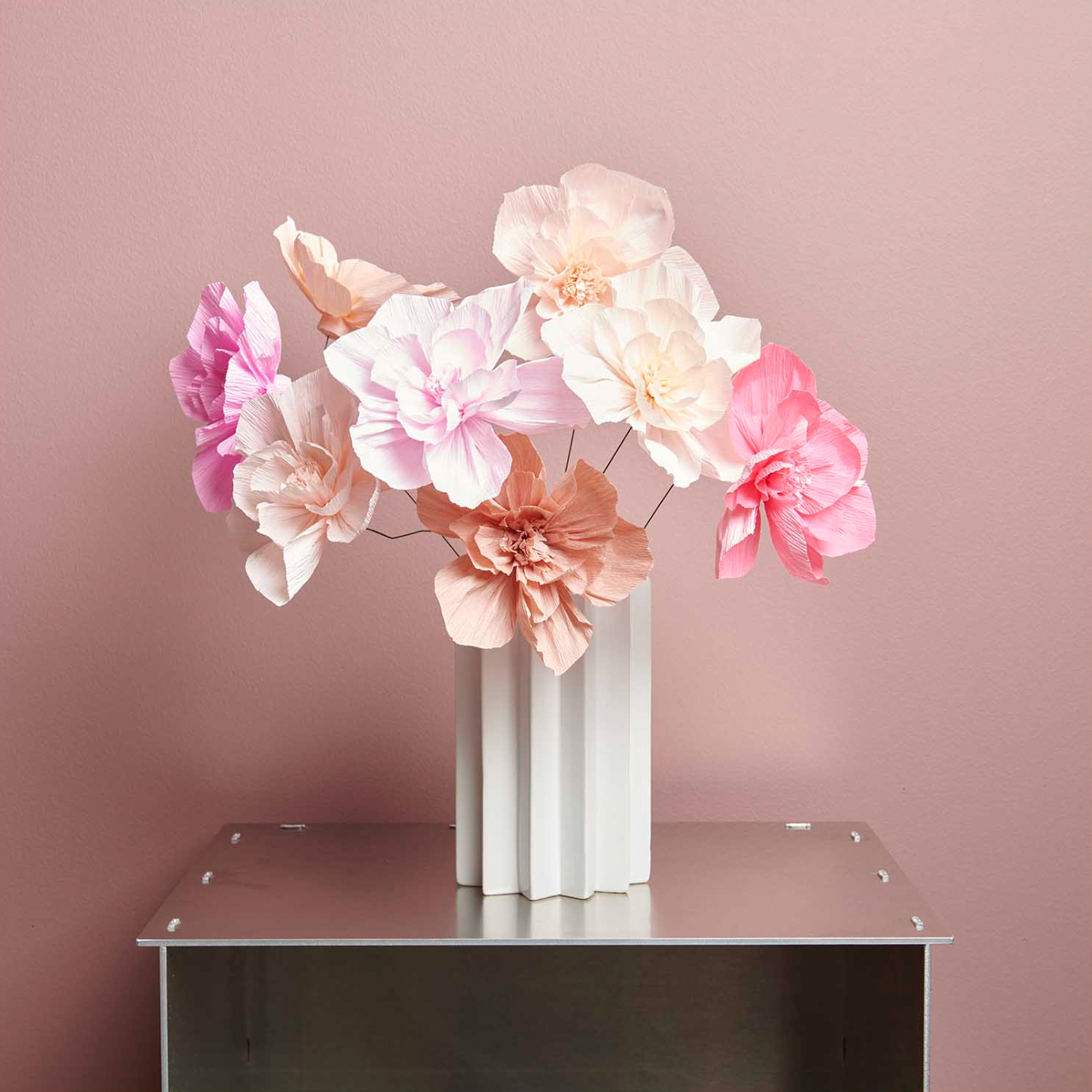 crepe papieren bloemen verschillende kleuren boeket deco decoratie feest kinderkamer