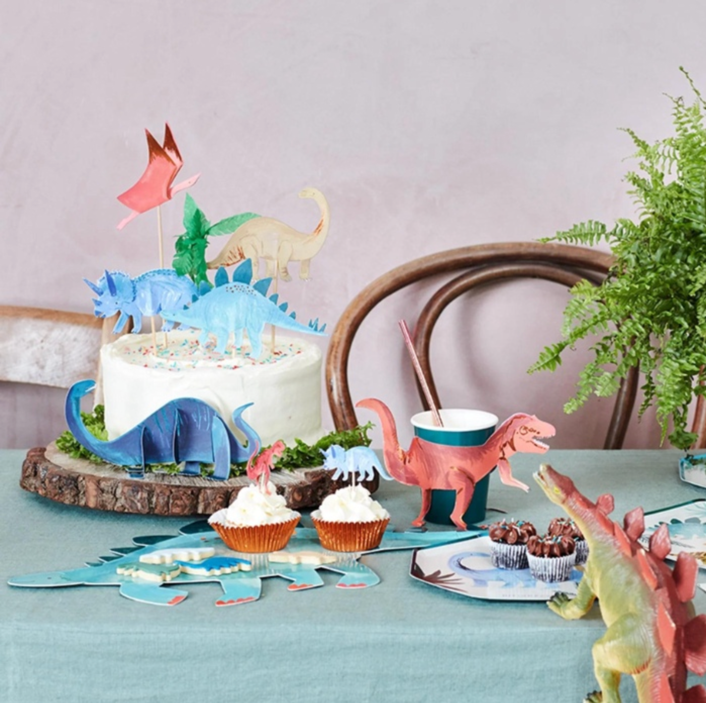 cupcake kit dino dinosaurus feest deco decoratie verjaardag