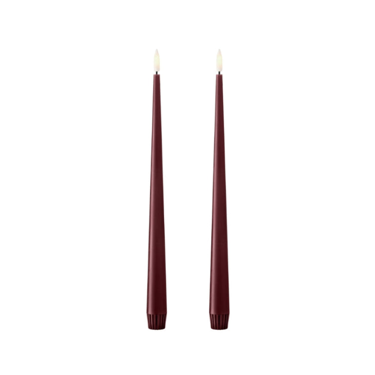 2 LED taper kaarsen 'Deep Wine' - 30cm