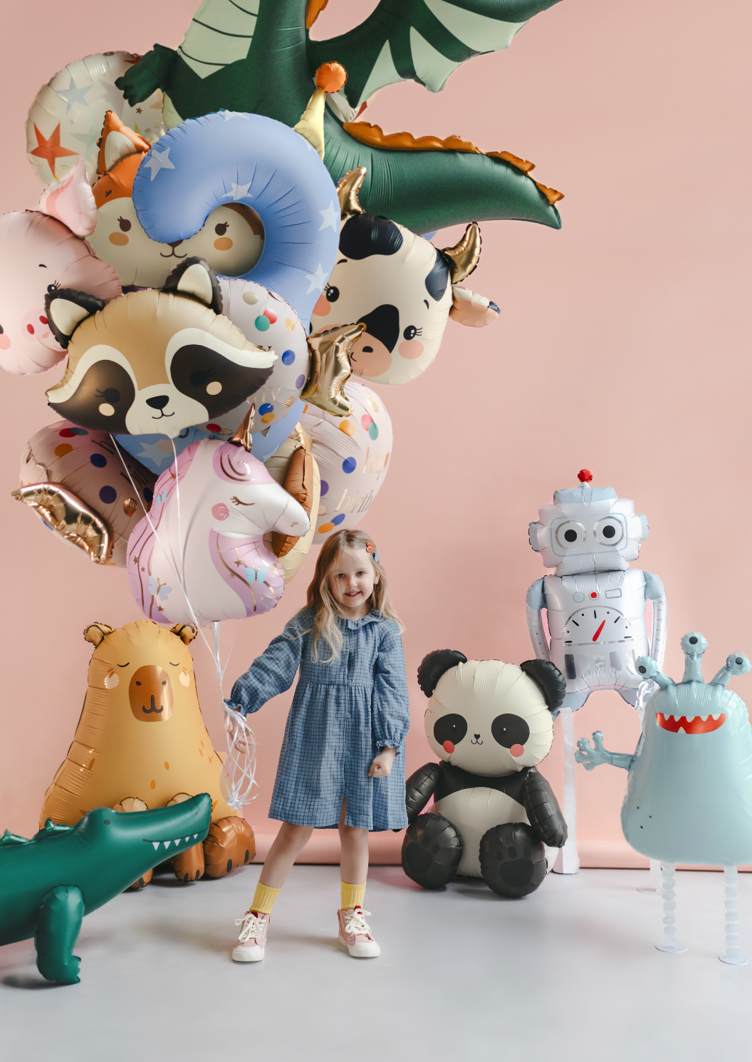 folieballon ballon panda robot monstel krokodil beer wasbeer draak vos varken koe unicorn