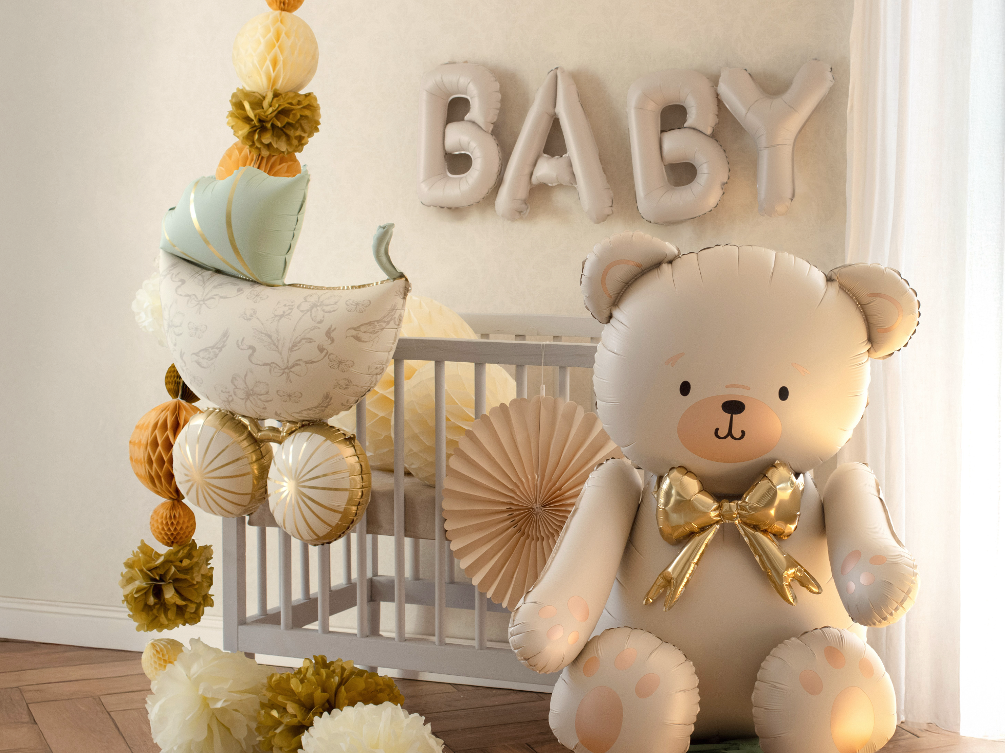 folieballon beer ecru baby babyshower feest deco decoratie babyborrel