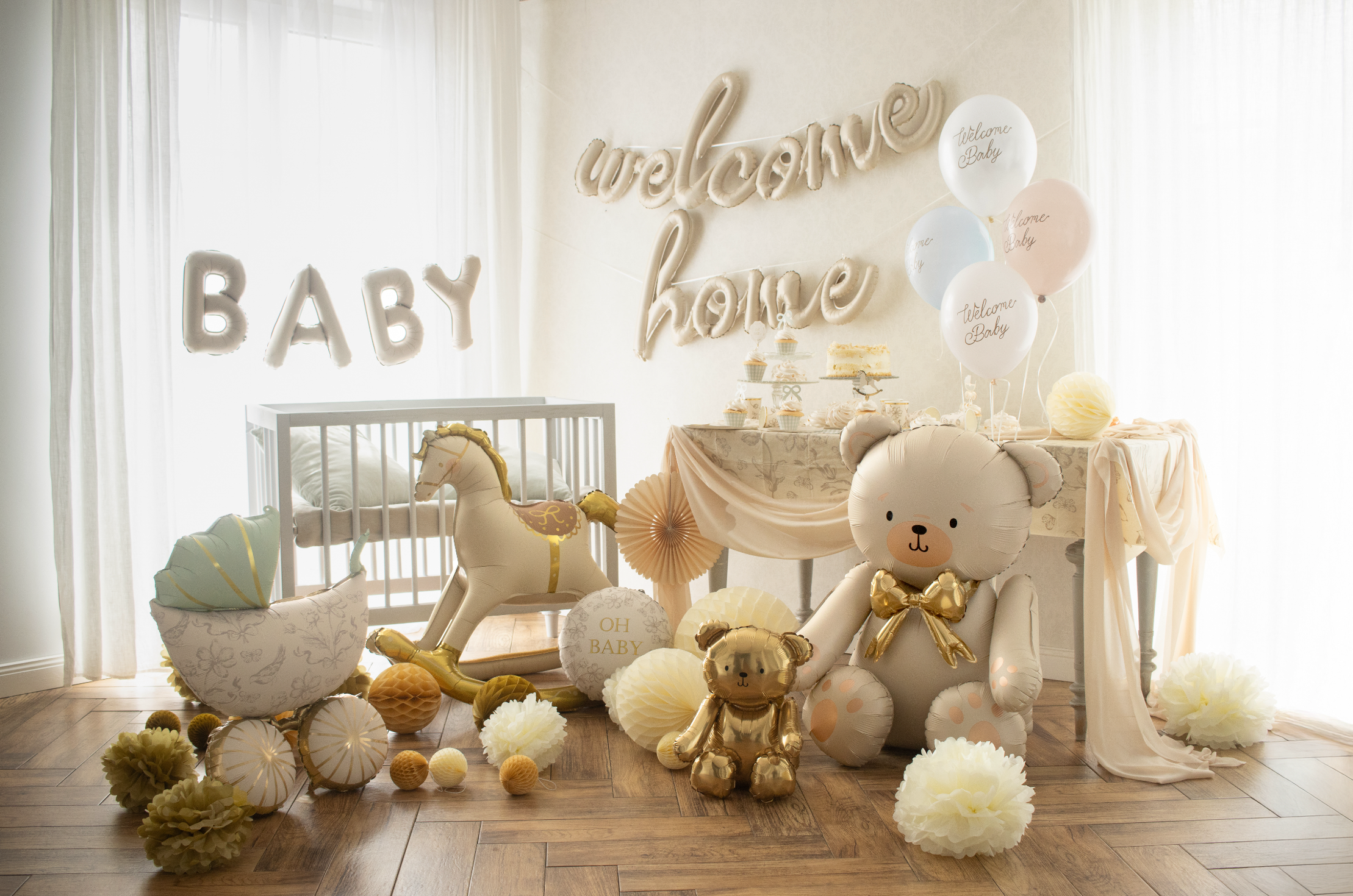 folieballon beer ecru baby babyshower feest deco decoratie babyborrel