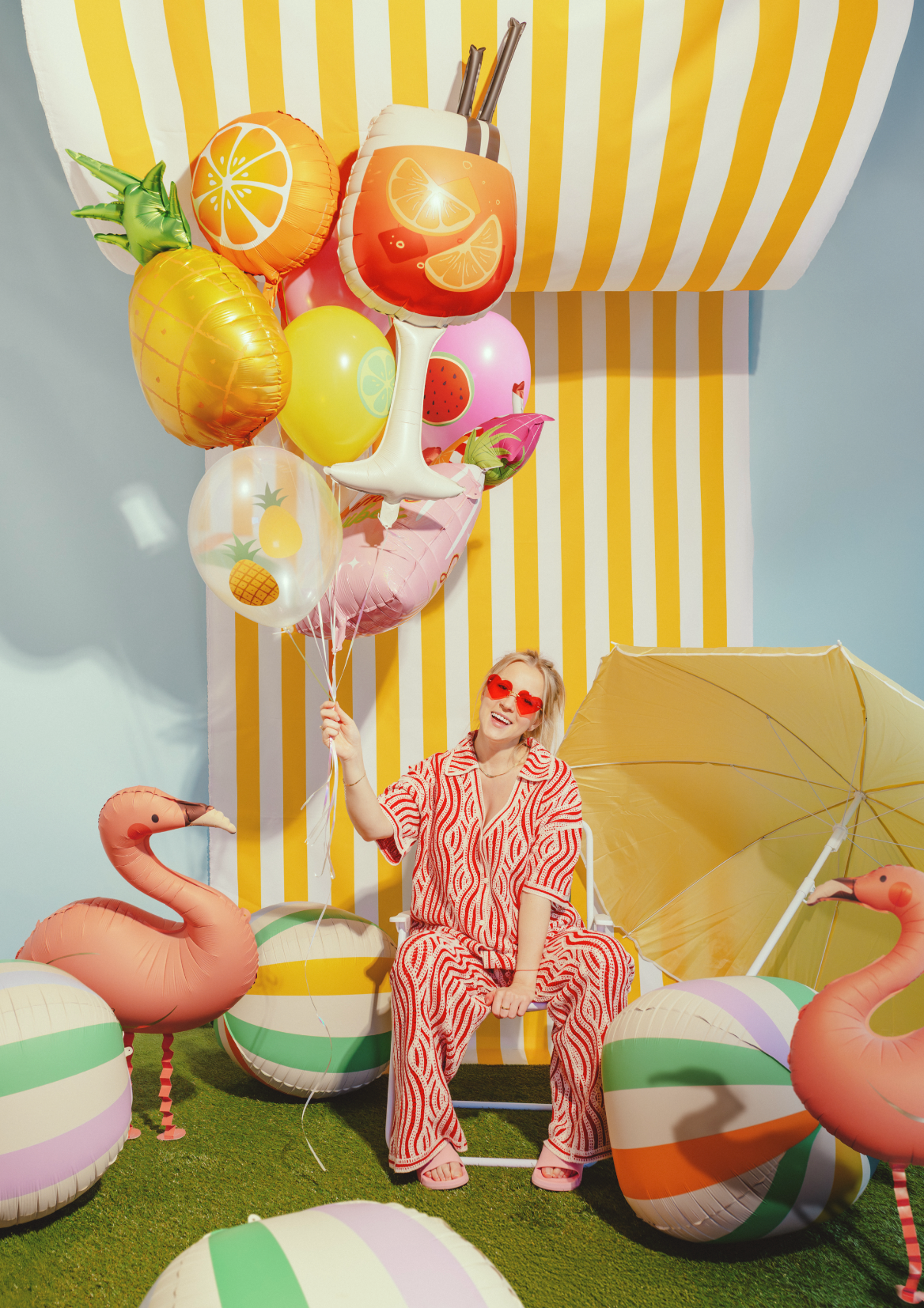 folieballon flamingo roze koraal feest zomer poolparty feest deco decoratie cocktail aperol spritz sinaasappel ananas strandbal