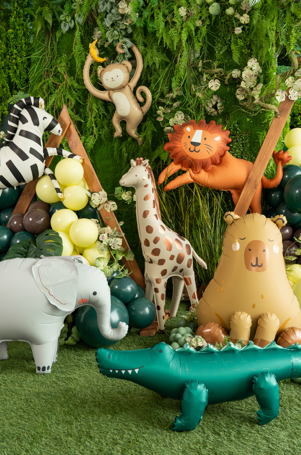 folieballon olifant safari dieren grijs goud roze zwart feestversiering verjaardag deco decoratie ballon