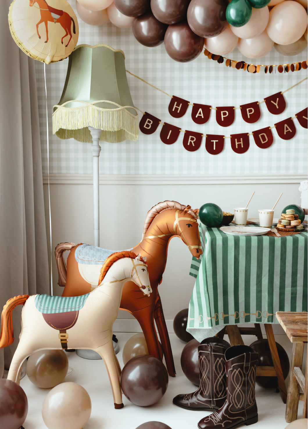 folieballon paard creme feest deco decoratie dieren verjaardag