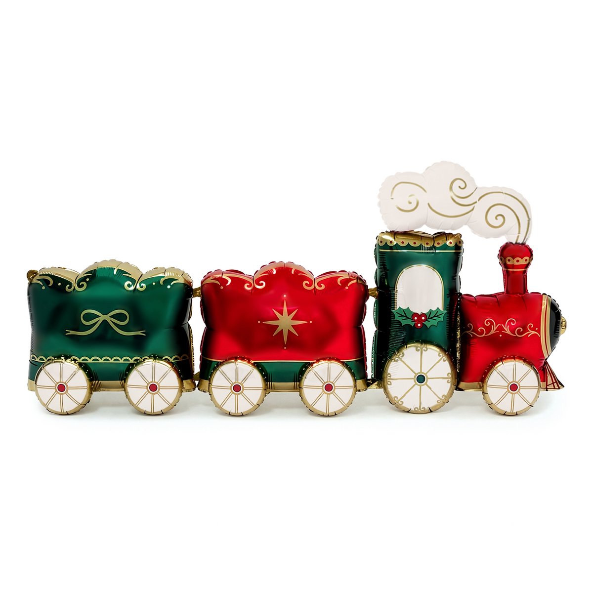 folieballon trein kerst deco decoratie kerstmis rood groen goud wit
