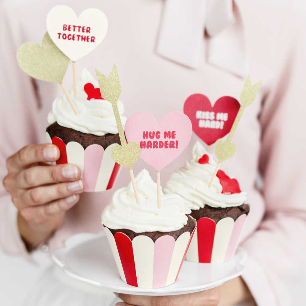 gouden glitter hartjes caketoppers taarttopper liefde valentijn feest deco decoratie verjaardag