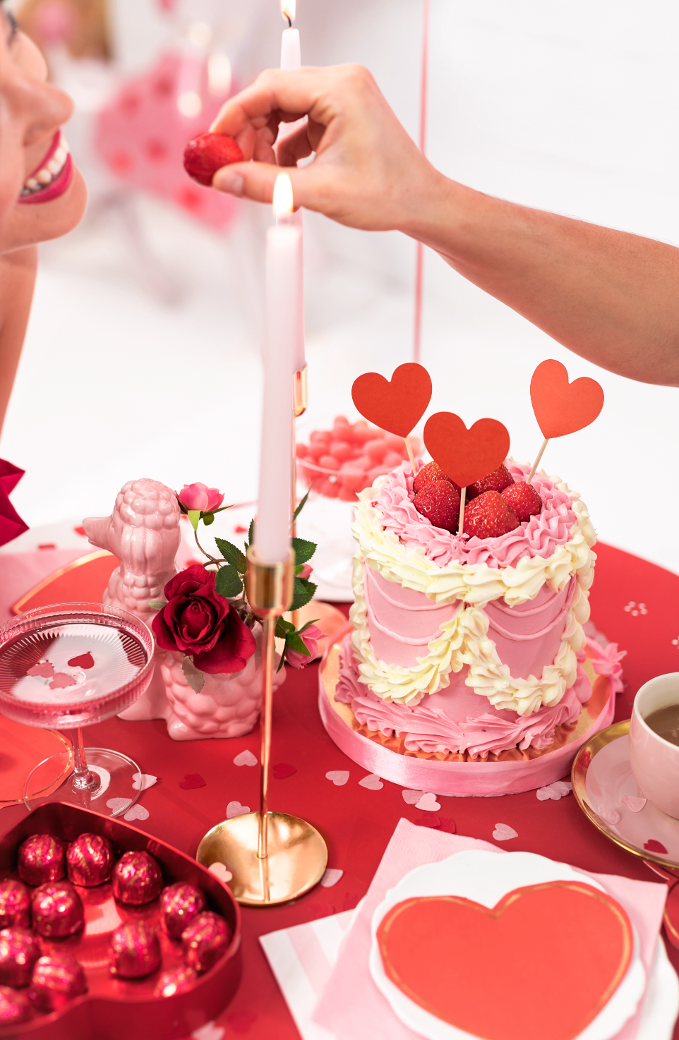 hartjes taarttopper rood liefde valentijn feest deco decoratie verjaardag