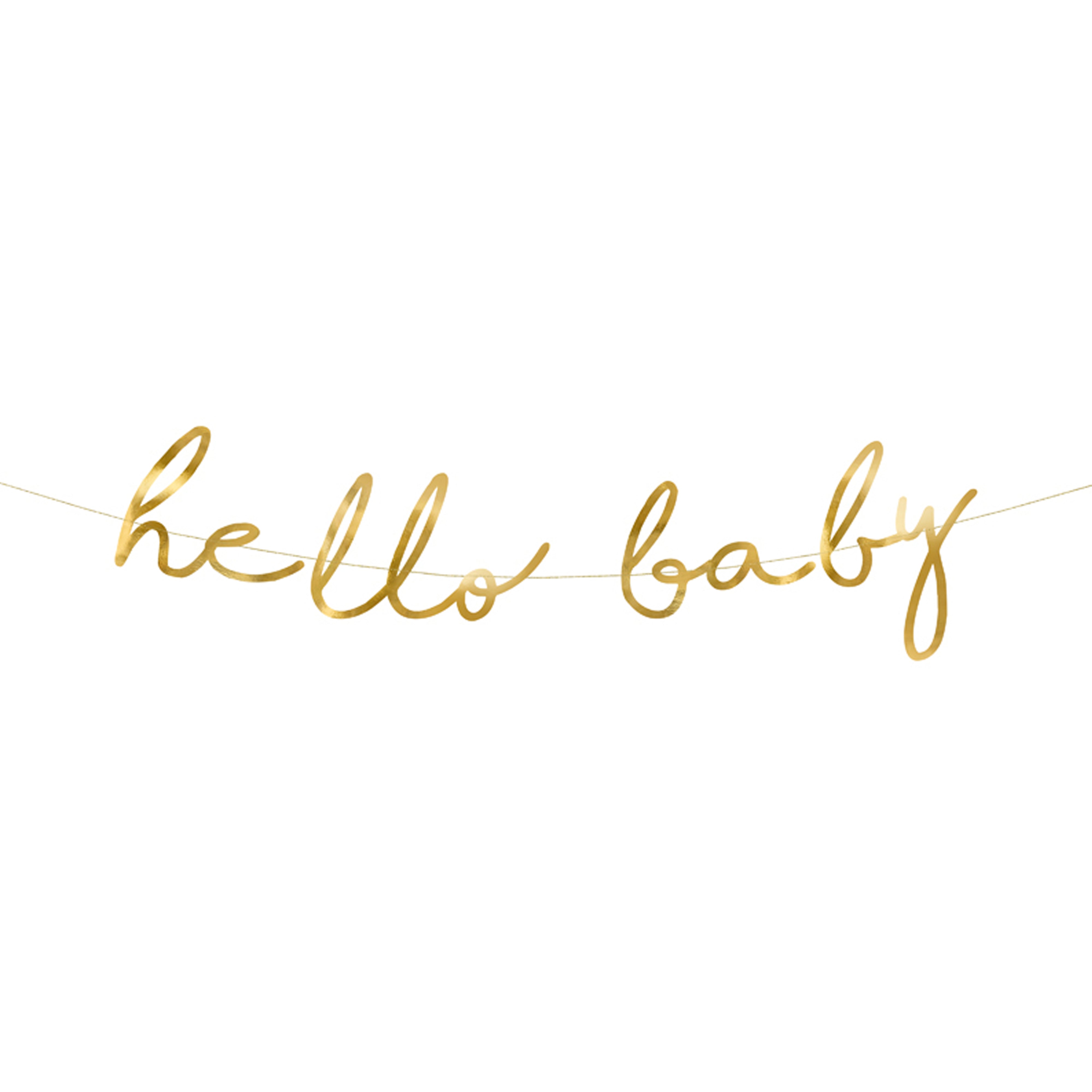 hello baby slinger goud baby gender reveal babyborrel babyshower feest deco decoratie