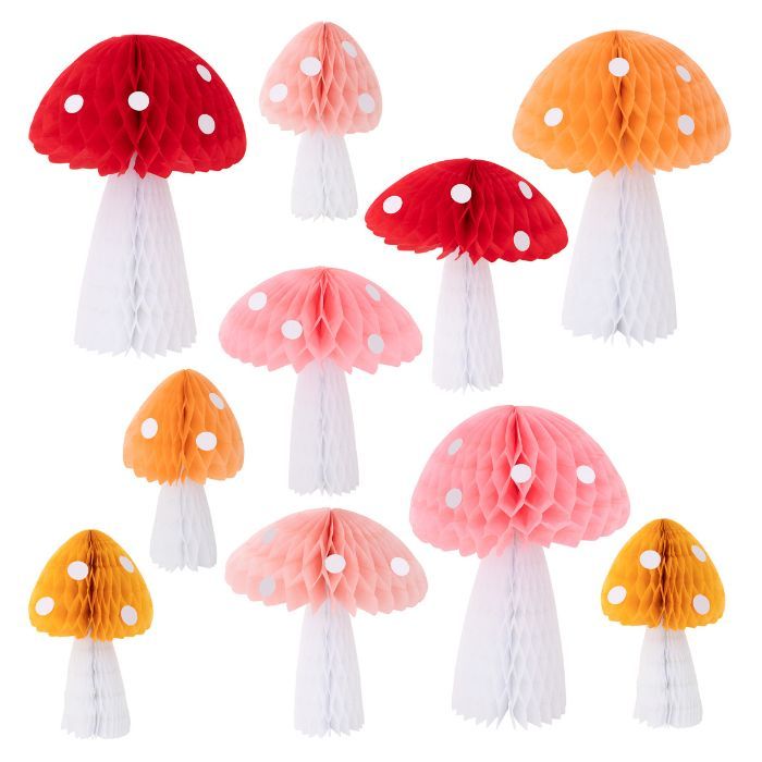 Paddenstoelen honeycomb feest decoratie herfst bos elfjes verjaardag