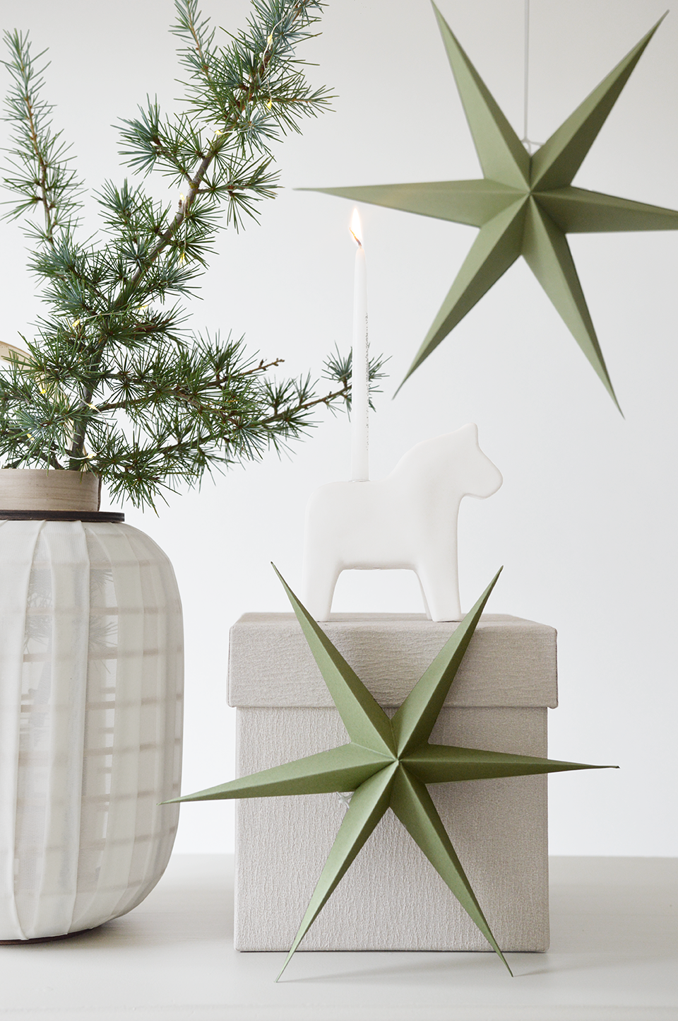 jade groen papieren sterren 30cm 40cm deco Kerst