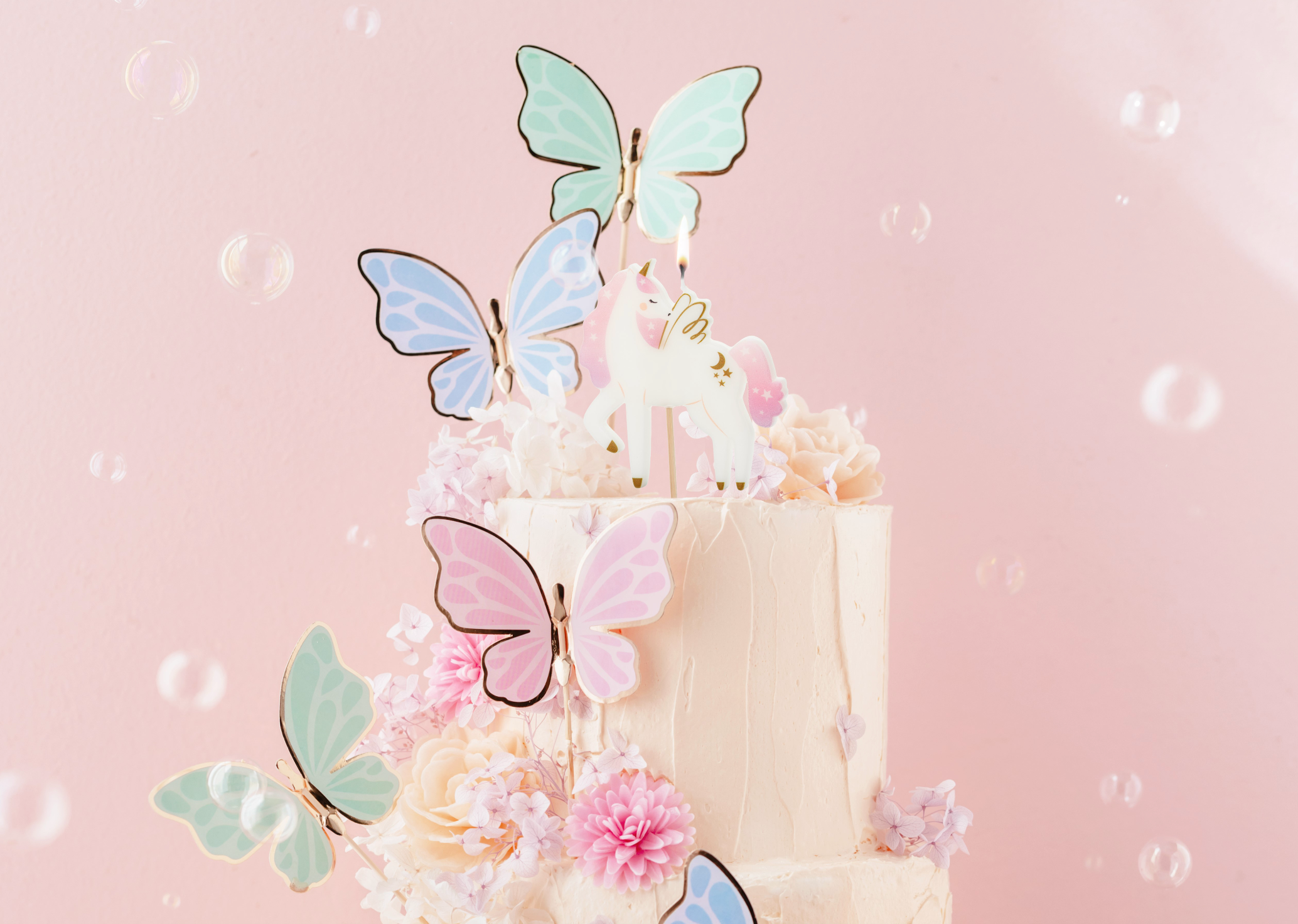 kaars taart unicorn eenhoorn decoratie feest sprookjes paard