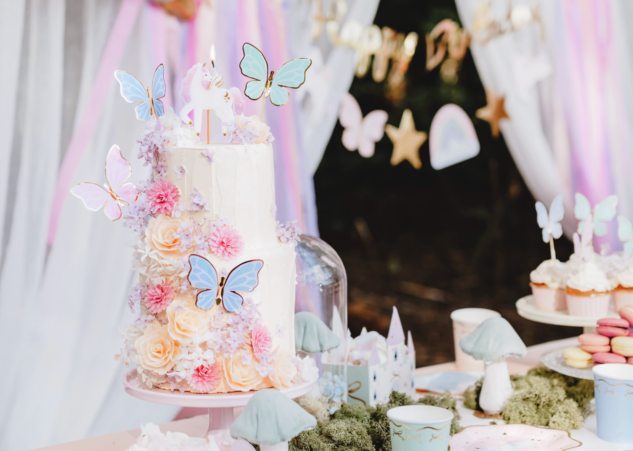 kaars taart unicorn eenhoorn decoratie feest sprookjes paard