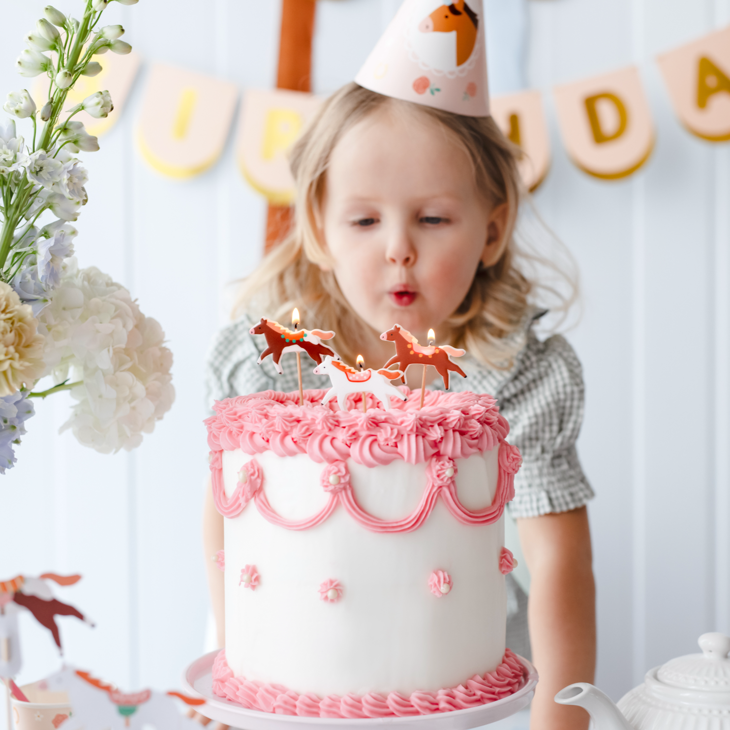 kaarsen paard taart verjaardag feest deco decoratie