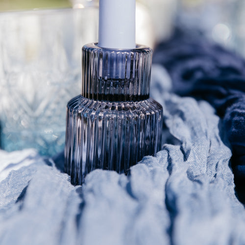 kaarsenhouder kandelaar glas blauw warm