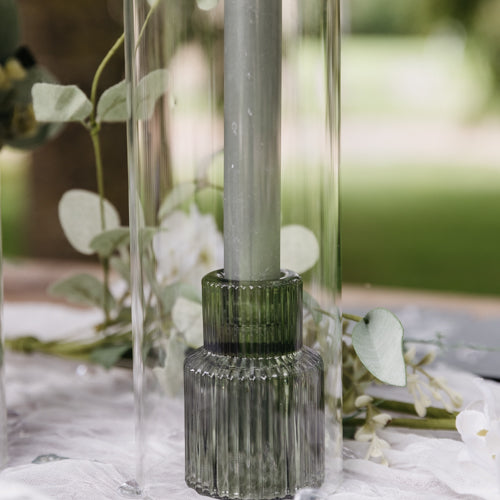 kaarsenhouder kandelaar groen eucalyptus olijf glas
