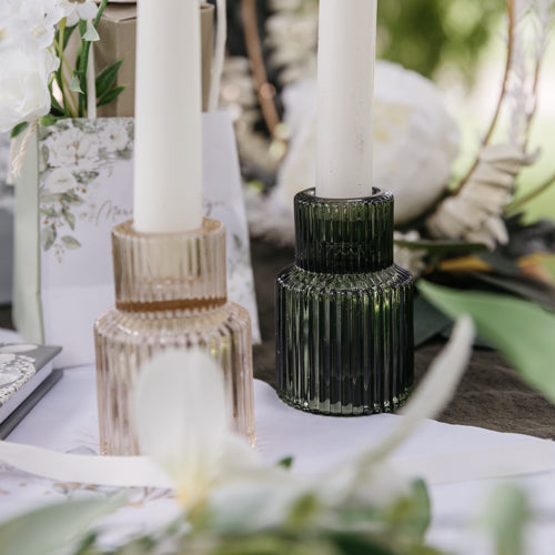 kaarsenhouder kandelaar groen eucalyptus olijf glas