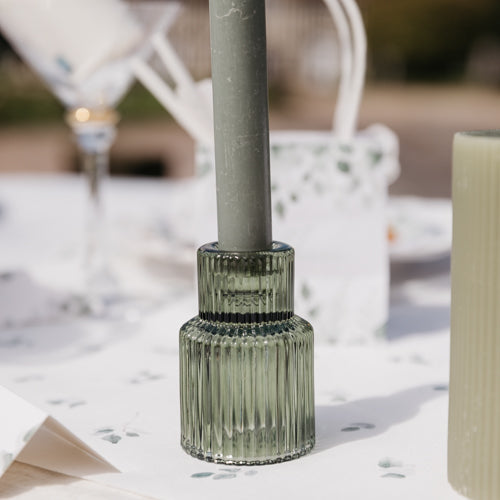 kaarsenhouder kandelaar groen eucalyptus olijf glas