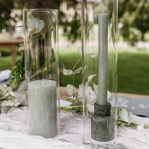 kaarsenhouder kandelaar groen eucalyptus olijf glas